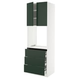 SEKTION / MAXIMERA High cab f oven w 3 drawers/2 doors, white/Havstorp deep green, 30x24x90 "