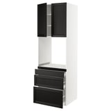 SEKTION / MAXIMERA High cab f oven w 3 drawers/2 doors, white/Lerhyttan black stained, 30x24x90 "