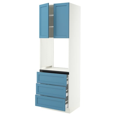 SEKTION / MAXIMERA High cab f oven w 3 drawers/2 doors, white/Lerhyttan blue, 30x24x90 "
