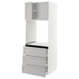 SEKTION / MAXIMERA High cab f oven w 3 drawers/2 doors, white/Lerhyttan light gray, 30x24x80 "