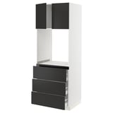 SEKTION / MAXIMERA High cab f oven w 3 drawers/2 doors, white/Nickebo matte anthracite, 30x24x80 "