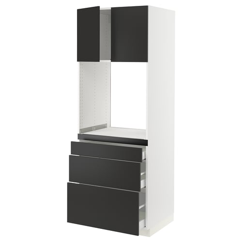 SEKTION kitchen unit in black and white. Modern design with drawers and cabinets, contrasting colours.