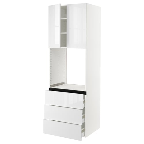 SEKTION white gloss kitchen unit, three drawers, two cabinets.