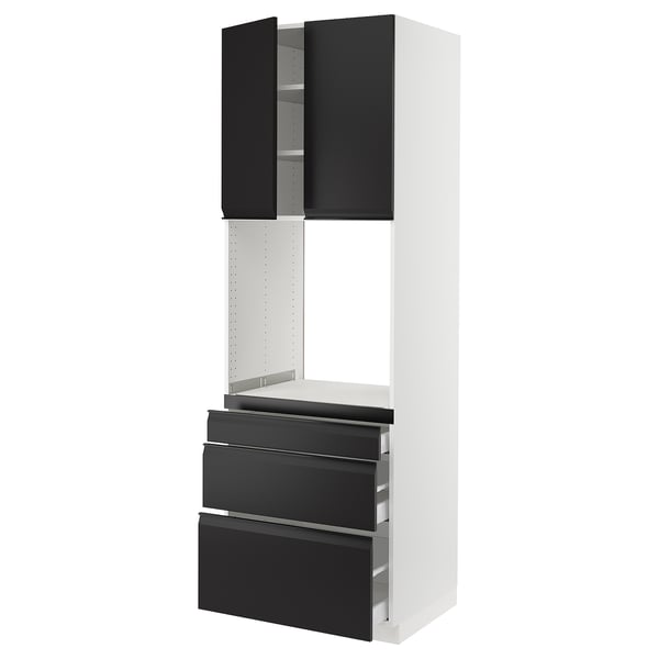SEKTION / MAXIMERA High cab f oven w 3 drawers/2 doors, white/Upplöv matte anthracite, 30x24x90 "