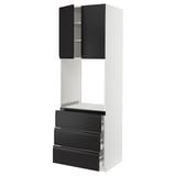 SEKTION / MAXIMERA High cab f oven w 3 drawers/2 doors, white/Upplöv matte anthracite, 30x24x90 "