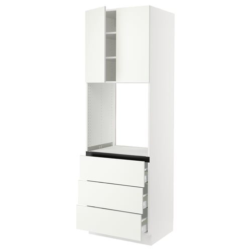 Ikea SEKTION white kitchen unit: tall, rectangular cabinet with drawers and shelves.