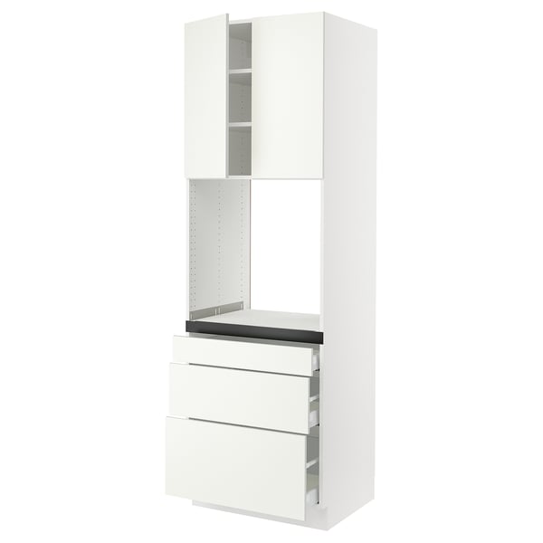SEKTION / MAXIMERA High cab f oven w 3 drawers/2 doors, white/Vallstena white, 30x24x90 "