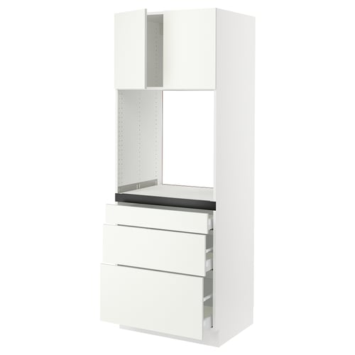 White ikea SEKTION kitchen unit with drawers & cabinets, modern minimalist design.