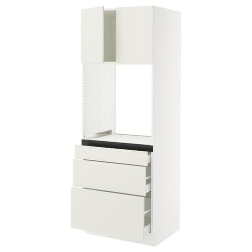 White SEKTION kitchen unit with drawers and cabinet, smooth design.
