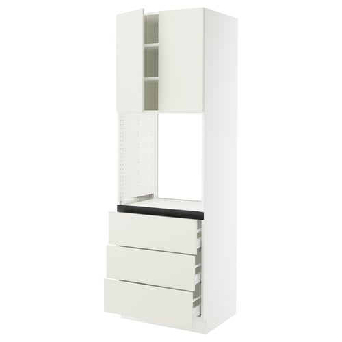 SEKTION kitchen unit in white with sleek modern design featuring two doors and three drawers.