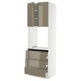 SEKTION / MAXIMERA High cab f oven w 3 drawers/2 doors, white/Voxtorp high-gloss dark grey-brown, 30x24x90 "