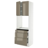 SEKTION / MAXIMERA High cab f oven w 3 drawers/2 doors, white/Voxtorp high-gloss dark grey-brown, 30x24x90 "