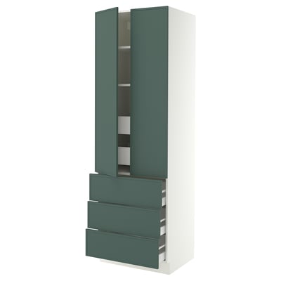 SEKTION / MAXIMERA High cab w 2 drs/3 fronts/5 drawers, white/Aspudden dark gray-green, 30x24x90 "