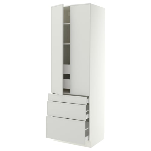 SEKTION / MAXIMERA High cab w 2 drs/3 fronts/5 drawers, white/Aspudden light gray, 30x24x90 "