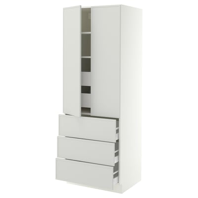 SEKTION / MAXIMERA High cab w 2 drs/3 fronts/5 drawers, white/Aspudden light gray, 30x24x80 "