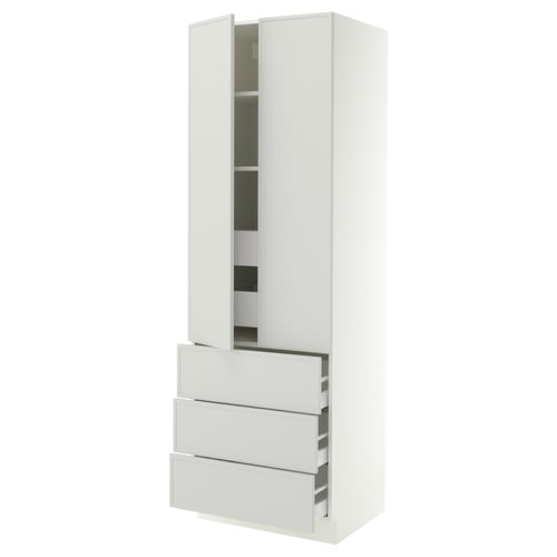SEKTION / MAXIMERA High cab w 2 drs/3 fronts/5 drawers, white/Aspudden light gray, 30x24x90 "