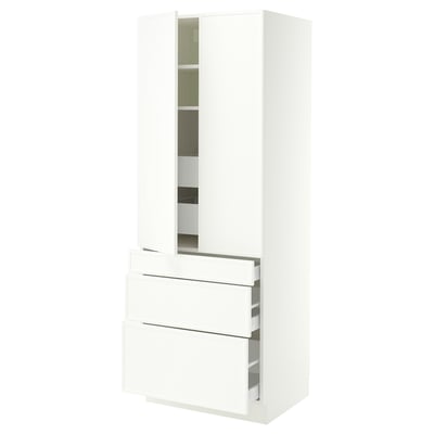 SEKTION / MAXIMERA High cab w 2 drs/3 fronts/5 drawers, white/Aspudden matte white, 30x24x80 "