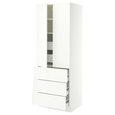 SEKTION / MAXIMERA High cab w 2 drs/3 fronts/5 drawers, white/Aspudden matte white, 30x24x80 "