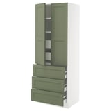 SEKTION / MAXIMERA High cab w 2 drs/3 fronts/5 drawers, white/Axstad gray-green, 30x24x80 "