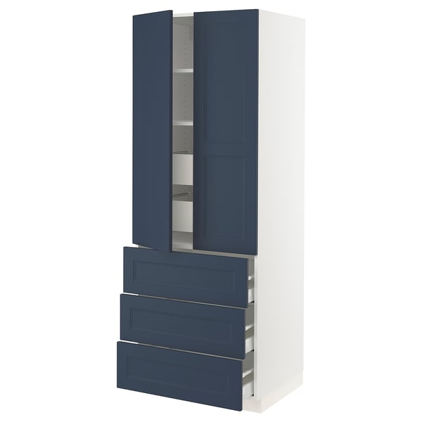 SEKTION / MAXIMERA High cab w 2 drs/3 fronts/5 drawers, white Axstad/matte blue, 30x24x80 "