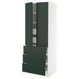 SEKTION / MAXIMERA High cab w 2 drs/3 fronts/5 drawers, white/Havstorp deep green, 30x24x80 "