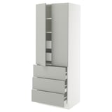 SEKTION / MAXIMERA High cab w 2 drs/3 fronts/5 drawers, white/Havstorp light gray, 30x24x80 "