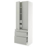 SEKTION / MAXIMERA High cab w 2 drs/3 fronts/5 drawers, white/Havstorp light gray, 30x24x90 "