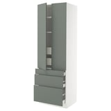 SEKTION / MAXIMERA High cab w 2 drs/3 fronts/5 drawers, white/Nickebo matte grey-green, 30x24x90 "