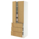 SEKTION / MAXIMERA High cab w 2 drs/3 fronts/5 drawers, white/Sinarp oak veneer, 30x24x80 "