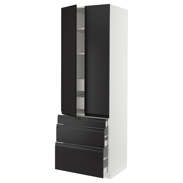 SEKTION / MAXIMERA High cab w 2 drs/3 fronts/5 drawers, white/Upplöv matte anthracite, 30x24x90 "