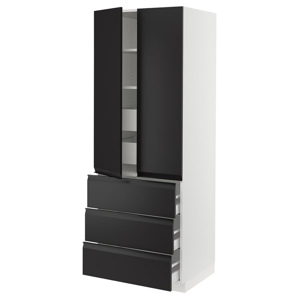 SEKTION / MAXIMERA High cab w 2 drs/3 fronts/5 drawers, white/Upplöv matte anthracite, 30x24x80 "