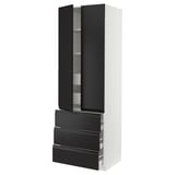 SEKTION / MAXIMERA High cab w 2 drs/3 fronts/5 drawers, white/Upplöv matte anthracite, 30x24x90 "