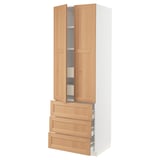 SEKTION / MAXIMERA High cab w 2 drs/3 fronts/5 drawers, white/Vedhamn oak, 30x24x90 "