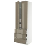 SEKTION / MAXIMERA High cab w 2 drs/3 fronts/5 drawers, white/Voxtorp high-gloss dark grey-brown, 30x24x90 "