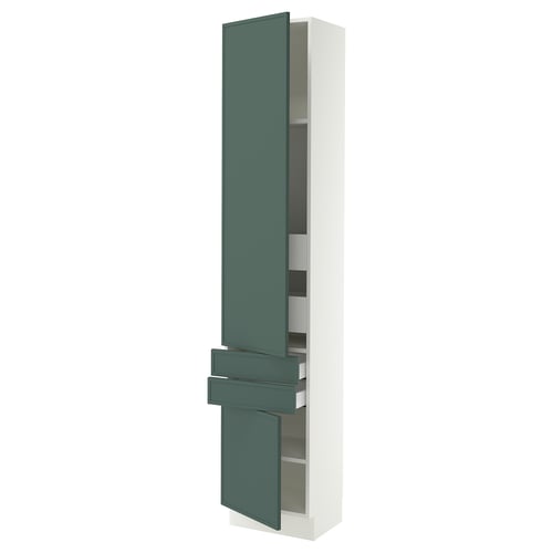 SEKTION / MAXIMERA High cab w 2drs/2 fronts/4 drawers, white/Aspudden dark gray-green, 18x15x90 "
