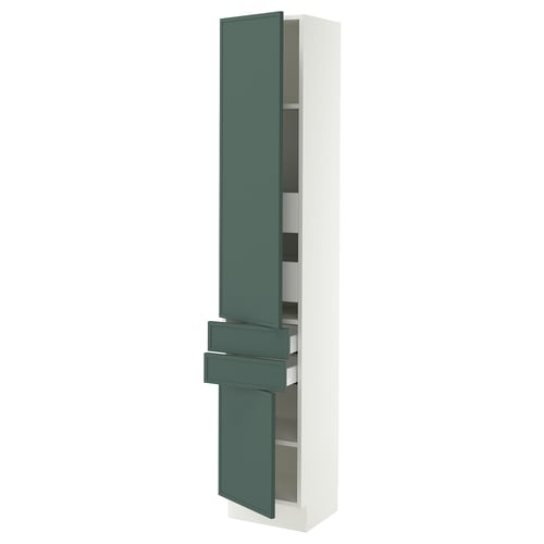 SEKTION / MAXIMERA High cab w 2drs/2 fronts/4 drawers, white/Aspudden dark gray-green, 15x15x80 "