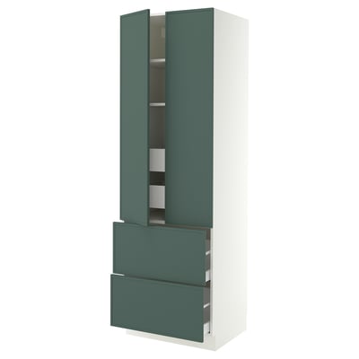 SEKTION / MAXIMERA High cab w 2drs/2 fronts/4 drawers, white/Aspudden dark gray-green, 30x24x90 "