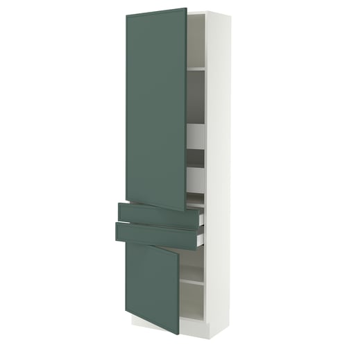 SEKTION / MAXIMERA High cab w 2drs/2 fronts/4 drawers, white/Aspudden dark gray-green, 24x15x80 "