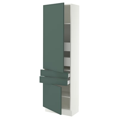 SEKTION / MAXIMERA High cab w 2drs/2 fronts/4 drawers, white/Aspudden dark gray-green, 24x15x80 "