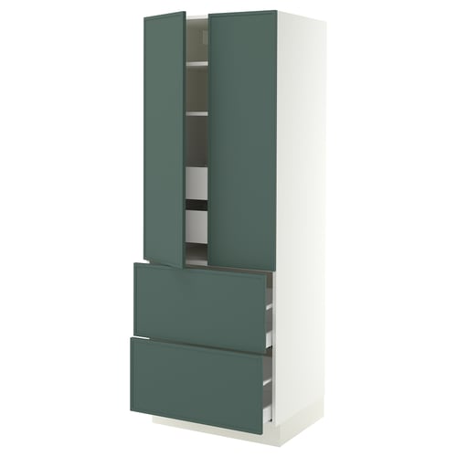 SEKTION / MAXIMERA High cab w 2drs/2 fronts/4 drawers, white/Aspudden dark gray-green, 30x24x80 "