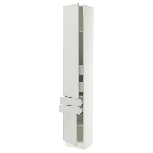 SEKTION / MAXIMERA High cab w 2drs/2 fronts/4 drawers, white/Aspudden light gray, 15x15x90 "