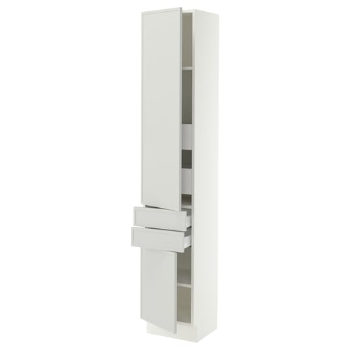SEKTION / MAXIMERA High cab w 2drs/2 fronts/4 drawers, white/Aspudden light gray, 15x15x80 "