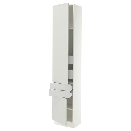 SEKTION / MAXIMERA High cab w 2drs/2 fronts/4 drawers, white/Aspudden light gray, 18x15x90 "