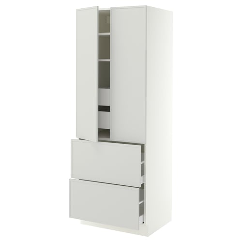 SEKTION / MAXIMERA High cab w 2drs/2 fronts/4 drawers, white/Aspudden light gray, 30x24x80 "