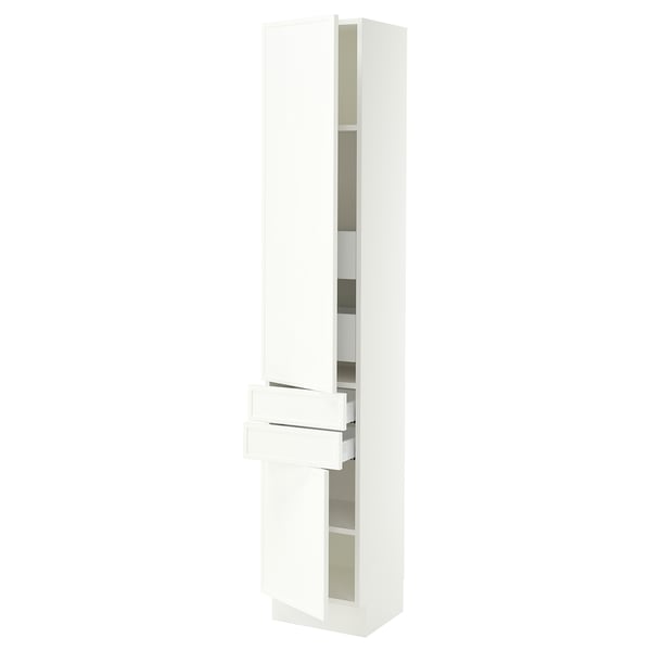 SEKTION / MAXIMERA High cab w 2drs/2 fronts/4 drawers, white/Aspudden matte white, 15x15x80 "