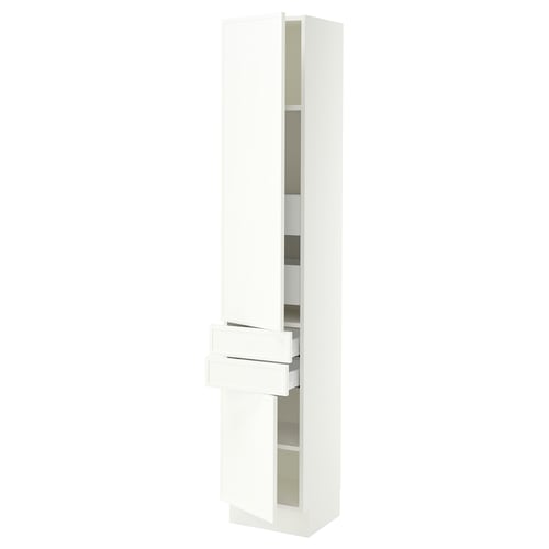 SEKTION / MAXIMERA High cab w 2drs/2 fronts/4 drawers, white/Aspudden matte white, 15x15x80 "