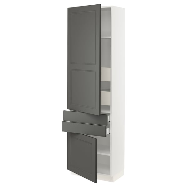 SEKTION / MAXIMERA High cab w 2drs/2 fronts/4 drawers, white/Axstad dark gray, 24x15x80 "
