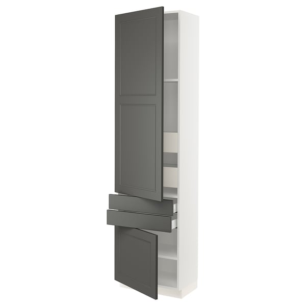 SEKTION / MAXIMERA High cab w 2drs/2 fronts/4 drawers, white/Axstad dark gray, 24x15x90 "