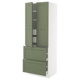SEKTION / MAXIMERA High cab w 2drs/2 fronts/4 drawers, white/Axstad gray-green, 30x24x80 "