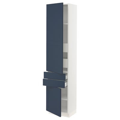 SEKTION / MAXIMERA High cab w 2drs/2 fronts/4 drawers, white Axstad/matte blue, 18x15x80 "
